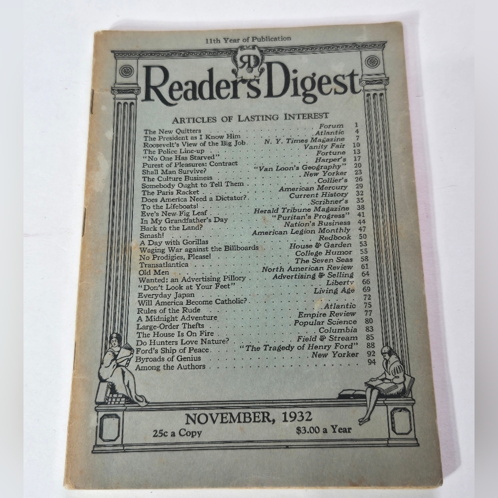 Vintage Reader's Digest Magazine - November 1932